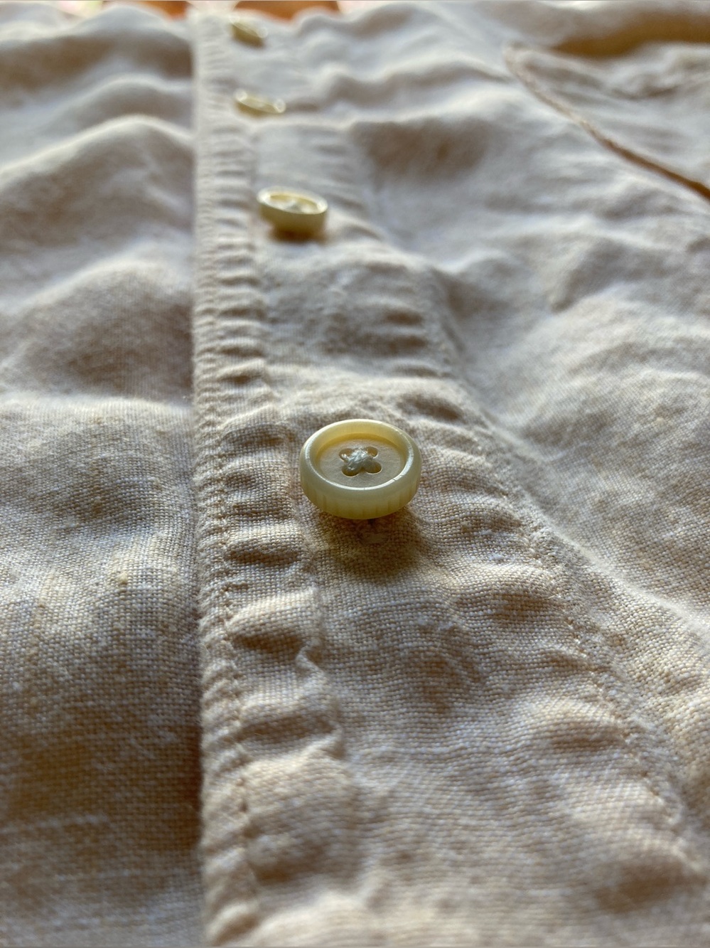 100% Linen Tommy Bahama Men's Button-Down Linen Shirt - Peach - Picture 12 of 13